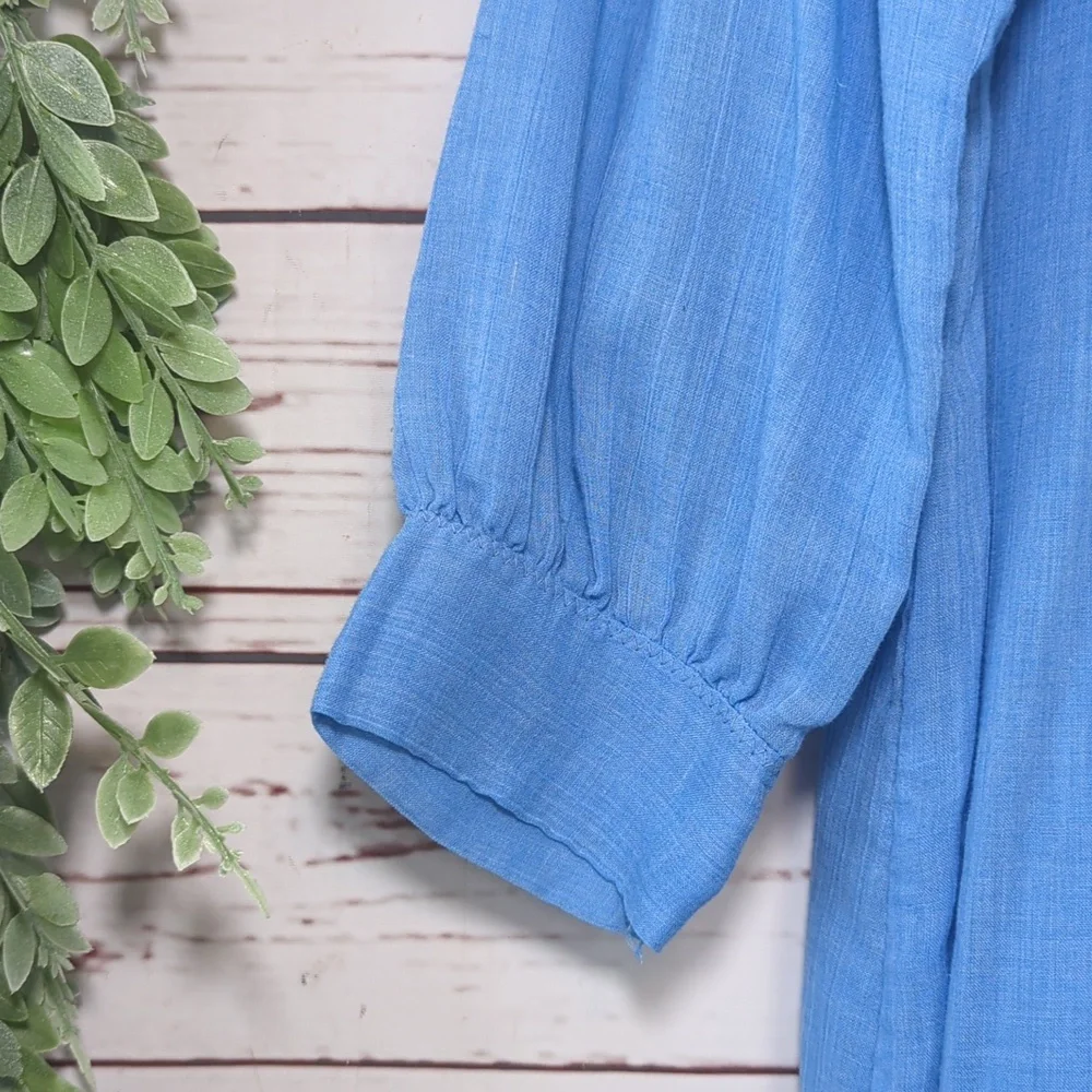 Vintage Trillium‎ Nightgown 50's Blue Sheer Prairie Union Made Cottagecore Small
